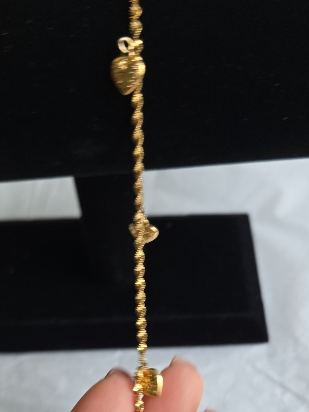 20k Gold Plated Twisted Chain Anklet with Heart Charms